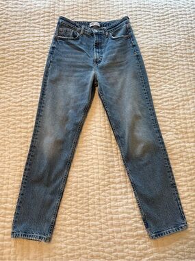 Zara Women's Straight-Leg Jeans in Washed Blue